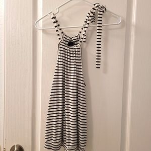 Striped tie shoulder top